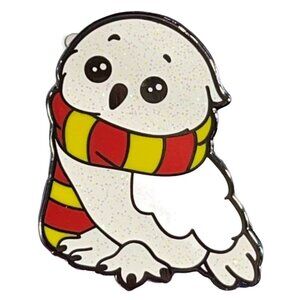 Owl Hedwig Lapel Pin Glittery Scarf Bird Jewelry Enamel Brooch Pin Accessories